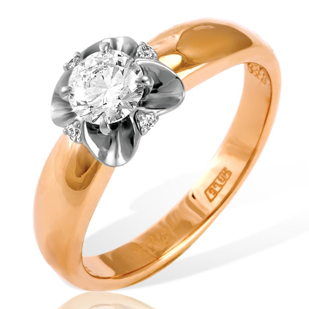 Кольцо, золото, бриллиант, красный, 01-1118